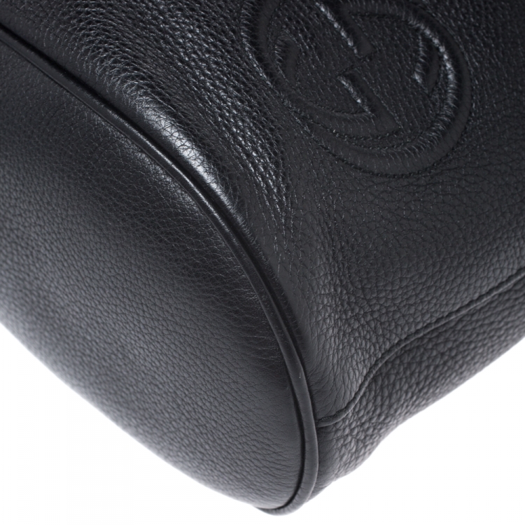 Pre Owned Gucci Black Leather Soho Drawstring Backpack