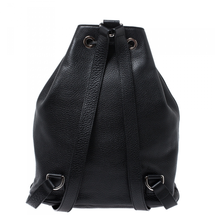 Pre Owned Gucci Black Leather Soho Drawstring Backpack