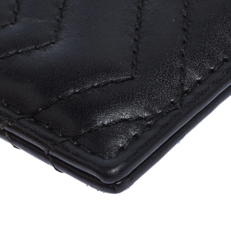 Pre Owned Gucci Black Matelasse Leather Marmont Card Case