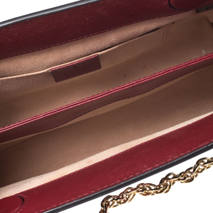 Pre Owned Gucci Navy Blue/Red Suede and Leather Ophidia Shoulder Bag