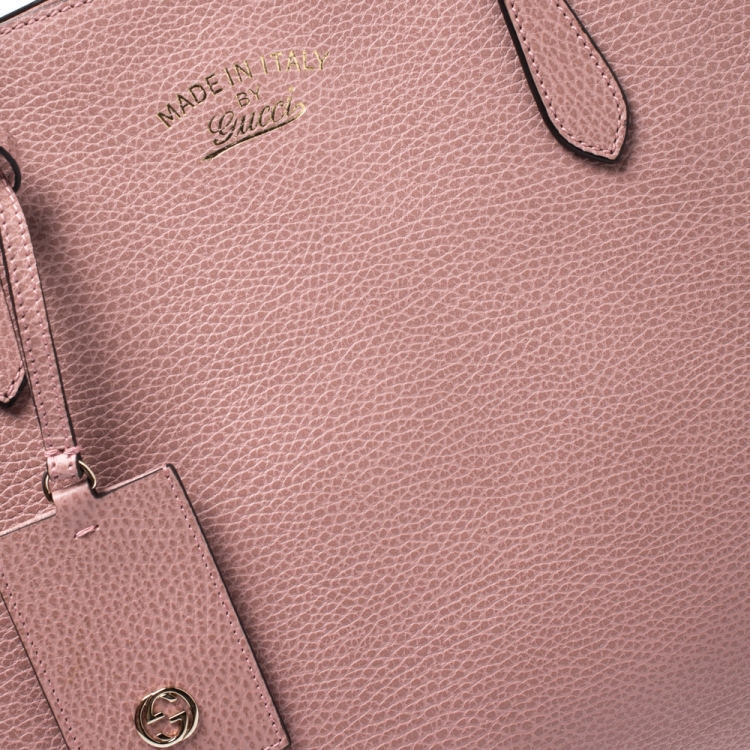 Pre Owned Gucci Pink Leather Large Swing Shopper Tote