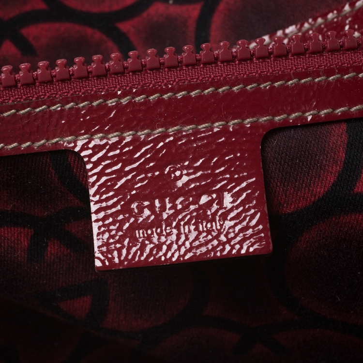 Pre Owned Gucci Red Leather Interlocking GG Satchel  