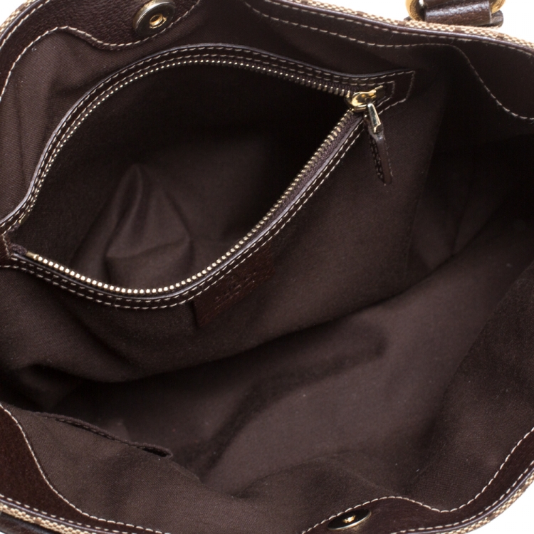 مملوكة مسبقًا Gucci Beige/Brown GG Canvas and Leather Charmy Satchel