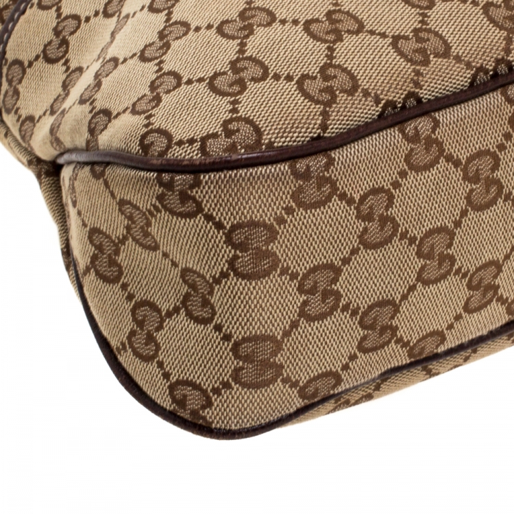 مملوكة مسبقًا Gucci Beige/Brown GG Canvas and Leather Charmy Satchel