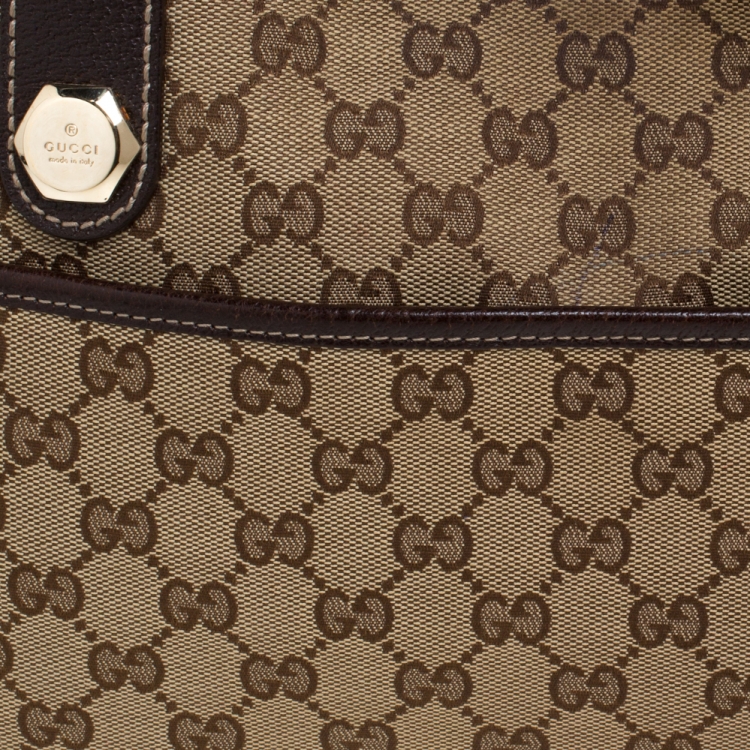 مملوكة مسبقًا Gucci Beige/Brown GG Canvas and Leather Charmy Satchel
