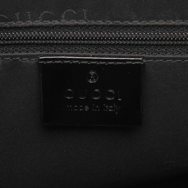 Pre Owned Gucci Black Canvas Bamboo Top Handle Satchel Bag