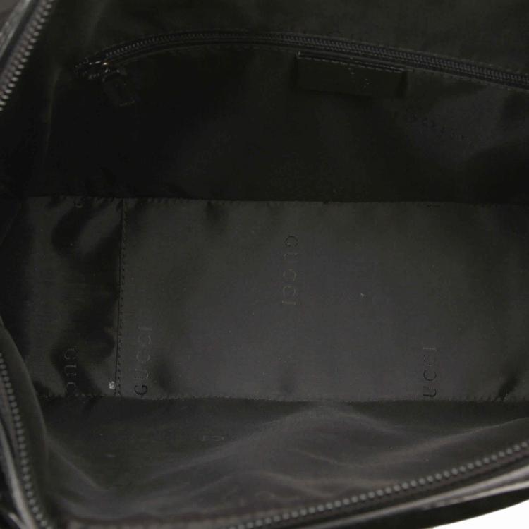 Pre Owned Gucci Black Canvas Bamboo Top Handle Satchel Bag