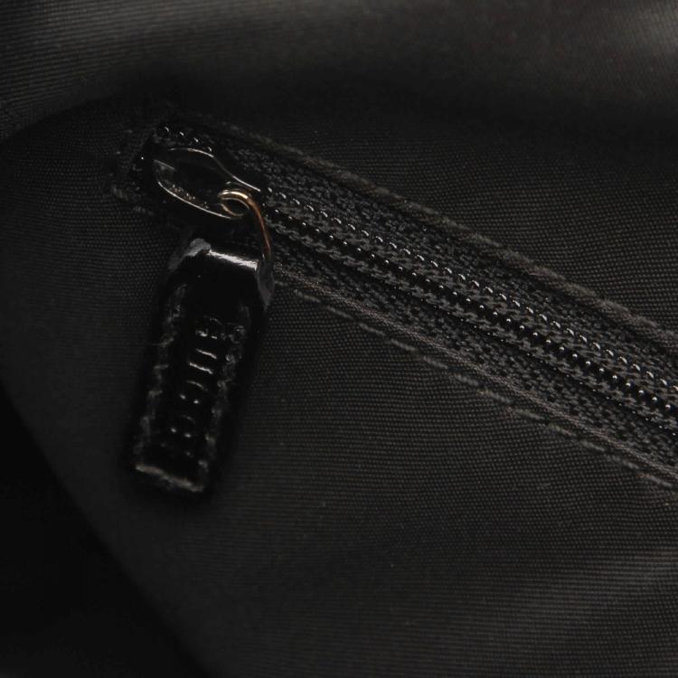 Pre Owned Gucci Black Canvas Bamboo Top Handle Satchel Bag
