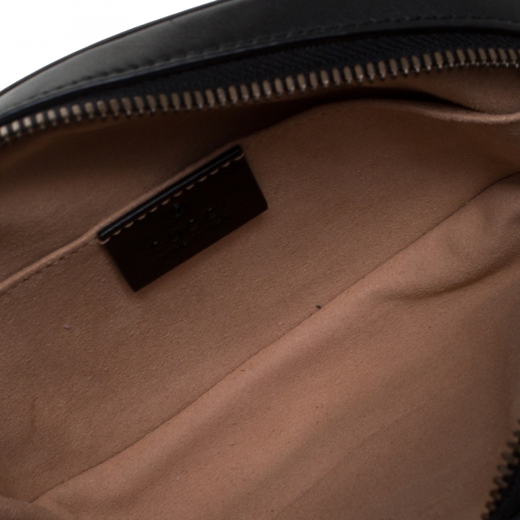 Pre Owned Gucci Black Matelasse Leather GG Marmont Belt Bag