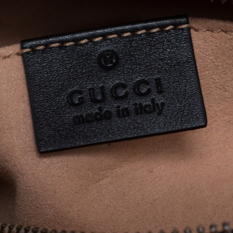 Pre Owned Gucci Black Matelasse Leather GG Marmont Belt Bag