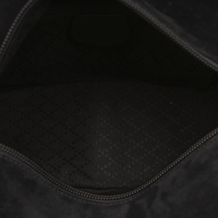 Pre Owned Gucci Black Velvet Bamboo Top Handle Bag