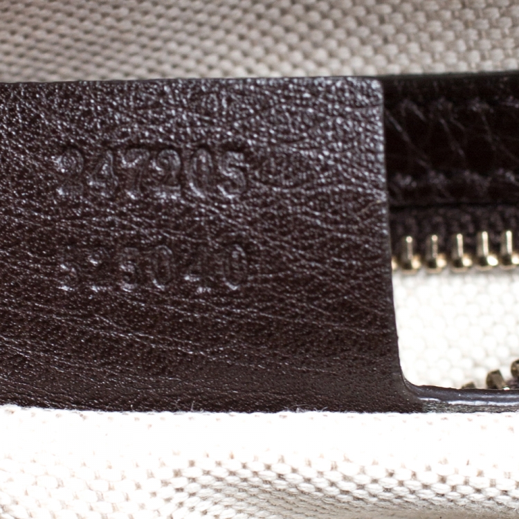 Pre Owned Gucci Dark Brown Leather Medium Vintage Web Boston Bag