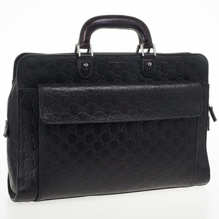 Pre Owned Gucci Guccissima Briefcase with Laptop Compartment 