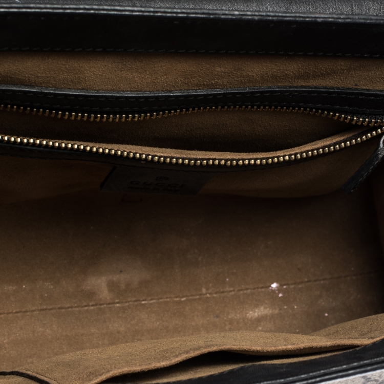 Pre Owned Gucci  Beige/Black GG Supreme Canvas and Leather Small Padlock Top Handle Bag