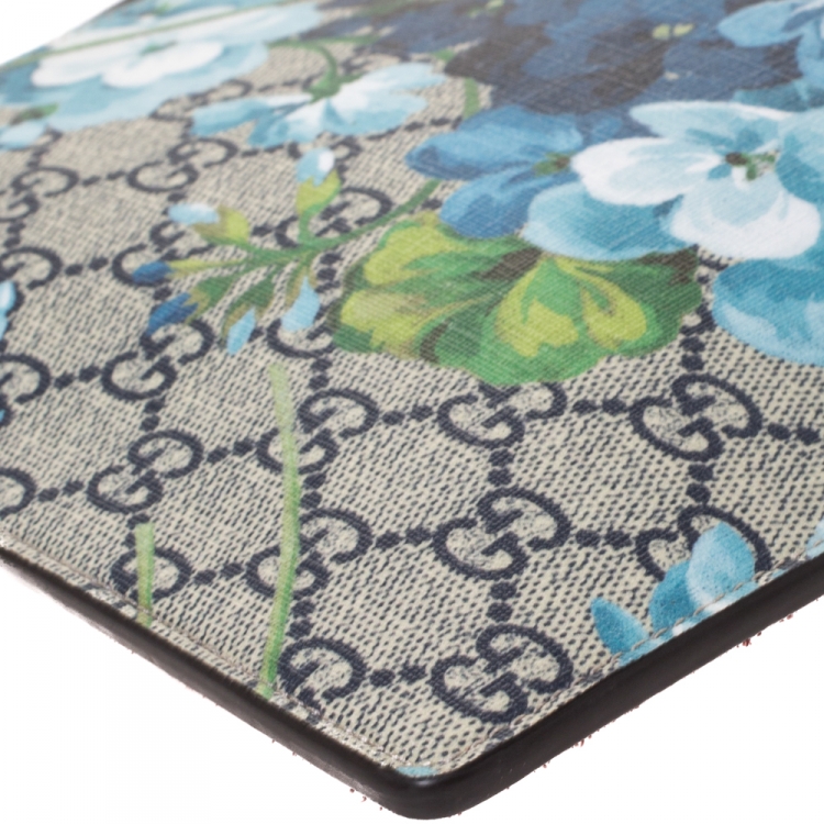 Pre Owned Gucci Multicolor GG Supreme Canvas and Suede Blooms Print Pouch