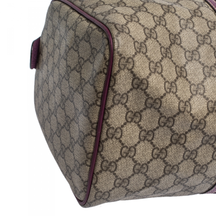 Pre Owned Gucci Beige/Purple GG Coated Canvas Medium Limited Edition Joy Web Boston Bag