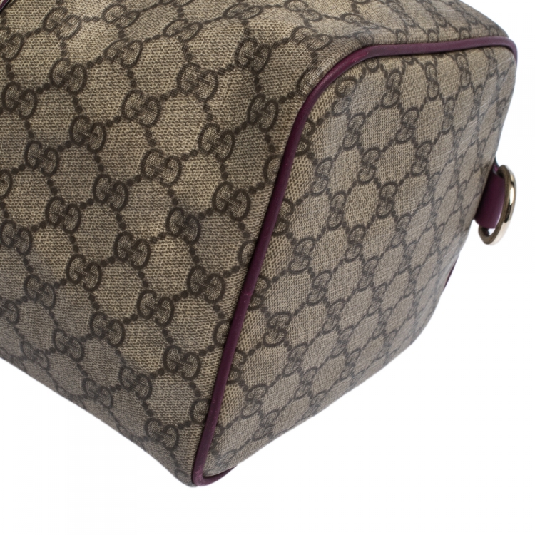 Pre Owned Gucci Beige/Purple GG Coated Canvas Medium Limited Edition Joy Web Boston Bag