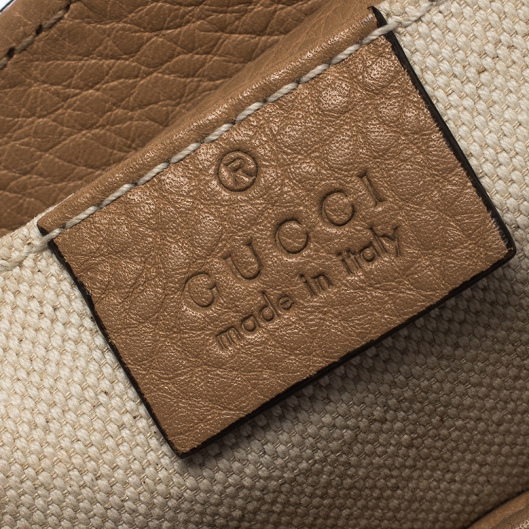 Pre Owned Gucci Beige Leather Mini Bamboo Top Handle Bag