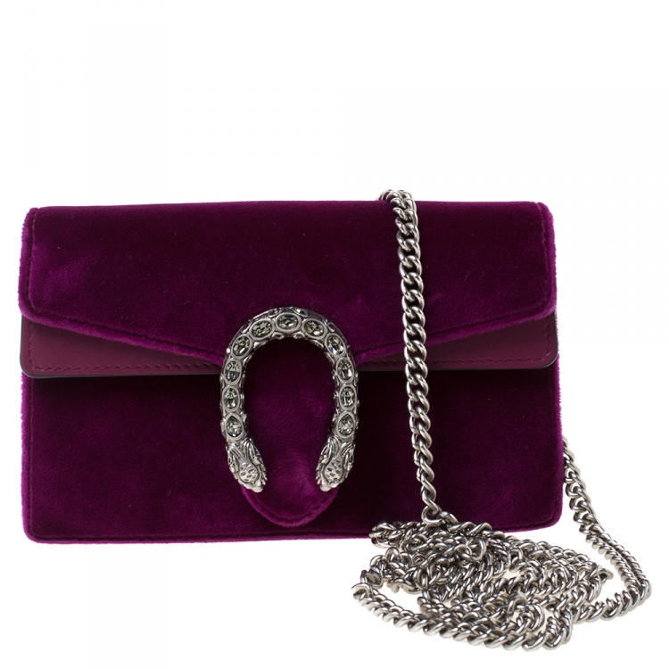 Helt tør langsom assimilation Gucci Purple Velvet and Leather Super Mini Dionysus Crossbody Bag Gucci |  TLC