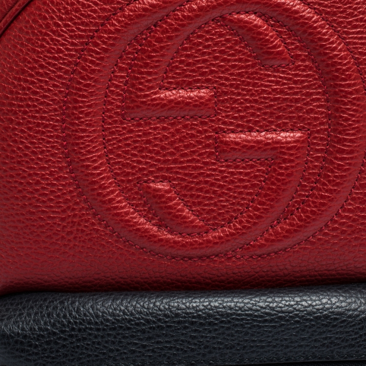 مملوكة مسبقًا Gucci Red/Navy Blue Leather Soho Chain Backpack