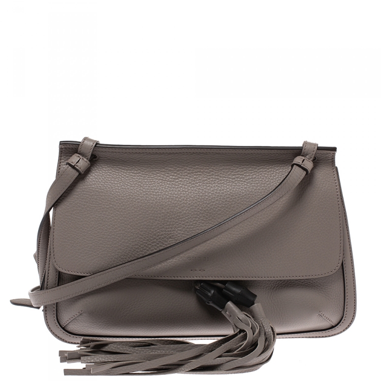 Gucci Grey Leather Bamboo Daily Tassel Shoulder Bag Gucci | The Luxury ...
