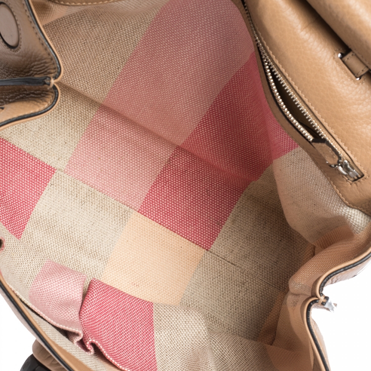 مملوكة مسبقًا Gucci Tan Leather Medium Bamboo Daily Top Handle Bag