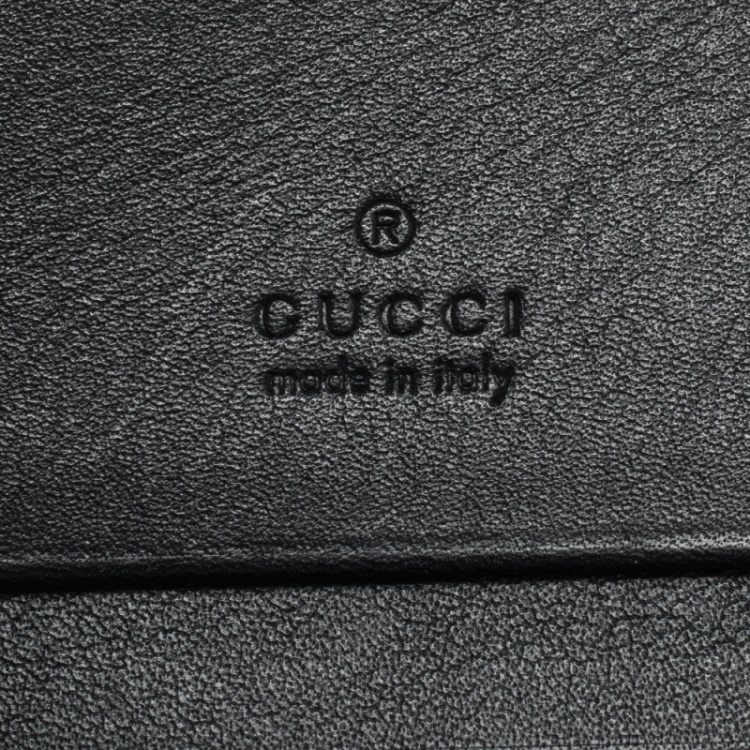 Pre Owned Gucci Black Matelasse Leather GG Marmont Card Case
