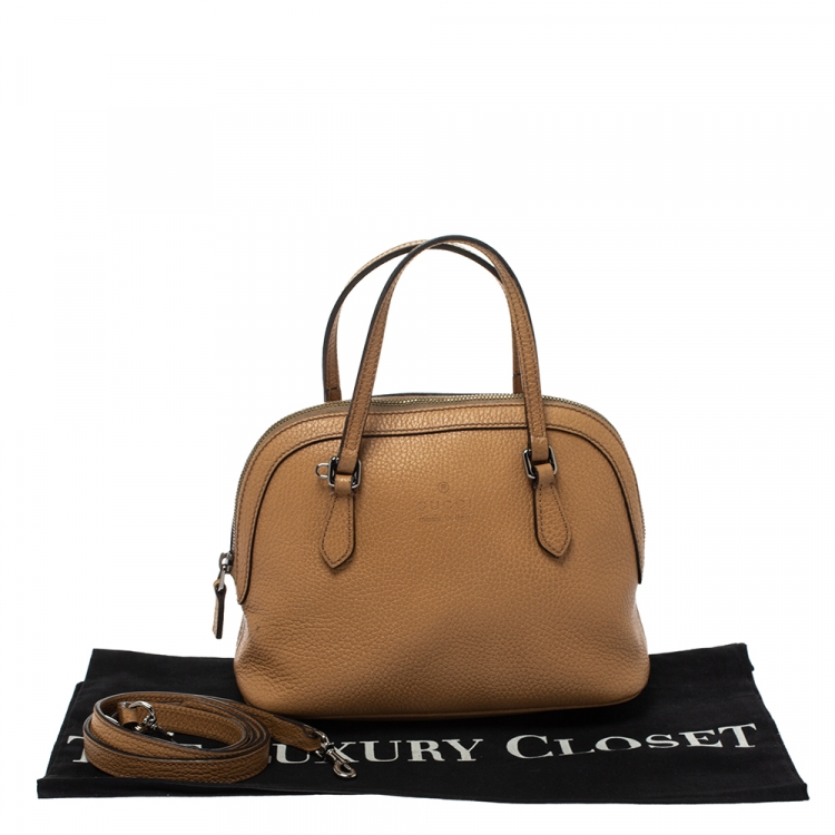 Pre Owned Gucci Tan Leather Mini Dome Satchel