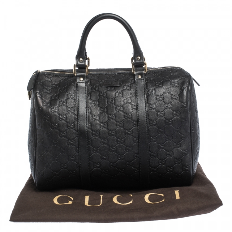 Pre Owned Gucci Black Guccissima Leather Medium Joy Boston Bag