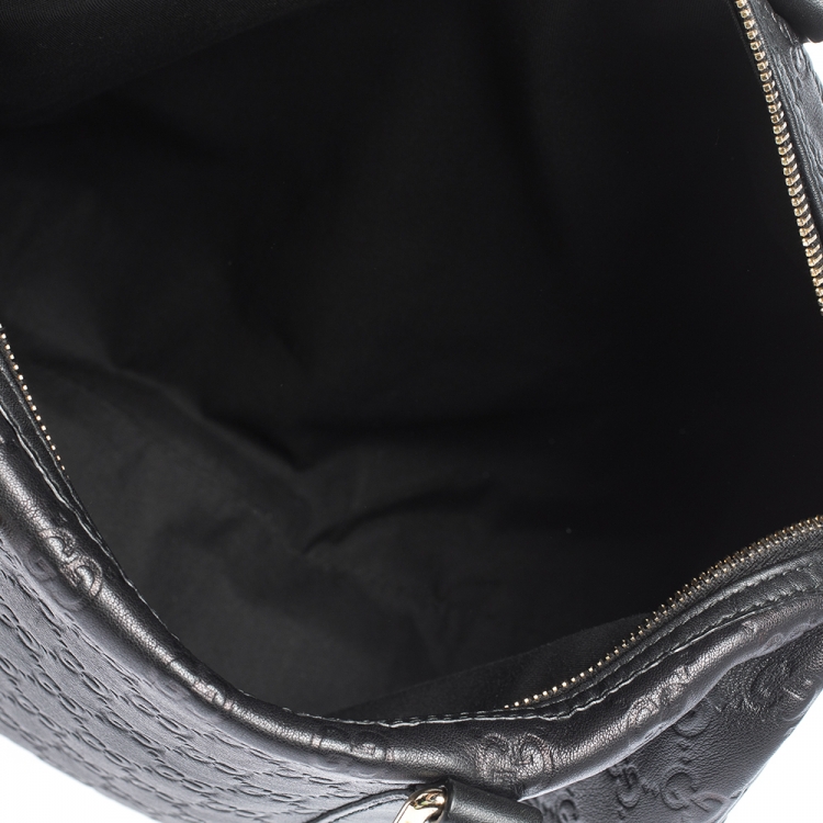 Pre Owned Gucci Black Guccissima Leather Medium Joy Boston Bag