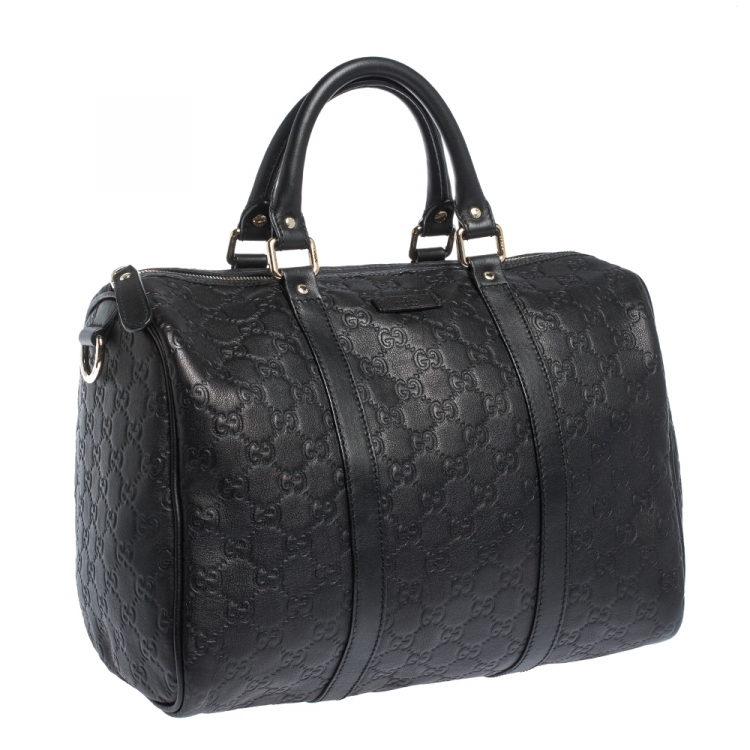 Pre Owned Gucci Black Guccissima Leather Medium Joy Boston Bag