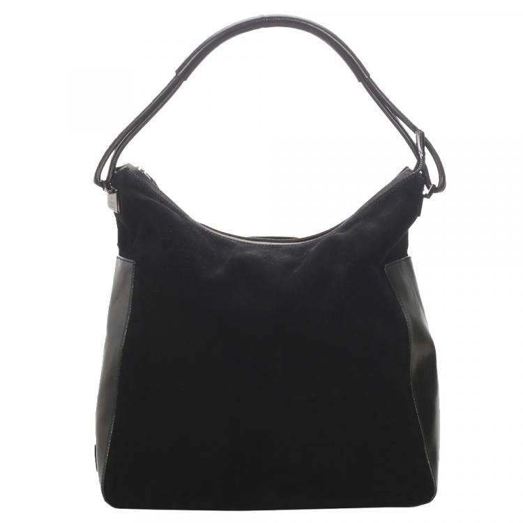 black suede tote