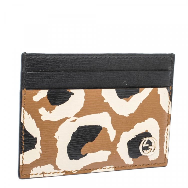Pre Owned Gucci Multicolor Printed Leather Card Holder