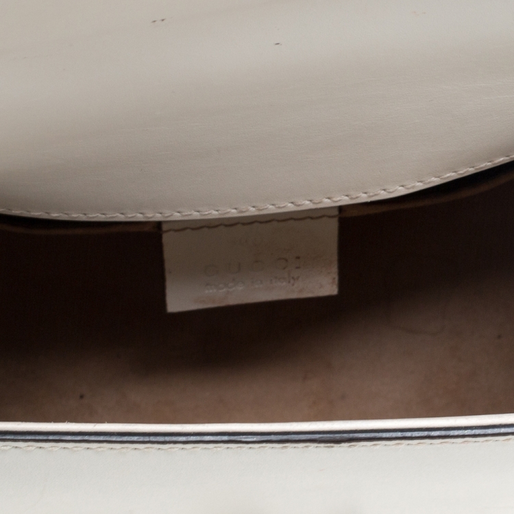 Pre Owned Gucci Ivory Leather Mini Sylvie Top Handle Bag