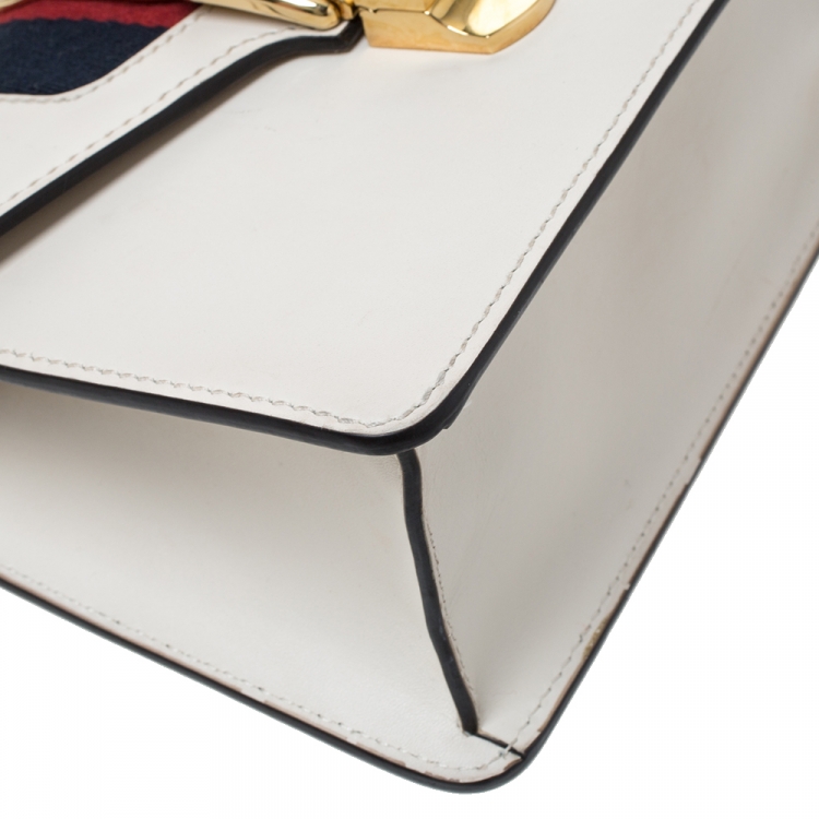 Pre Owned Gucci Ivory Leather Mini Sylvie Top Handle Bag