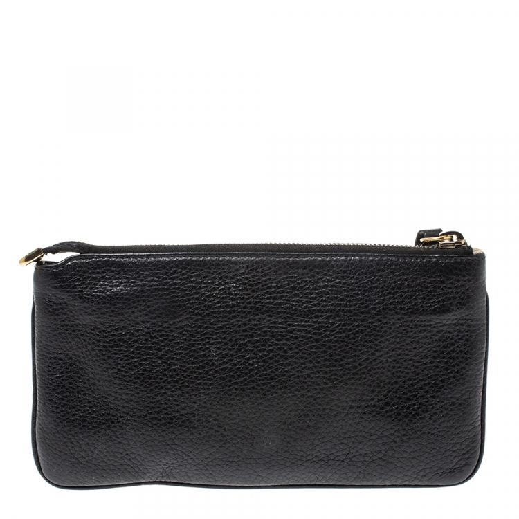 Pre Owned Gucci Black Leather Soho Wristlet Clutch