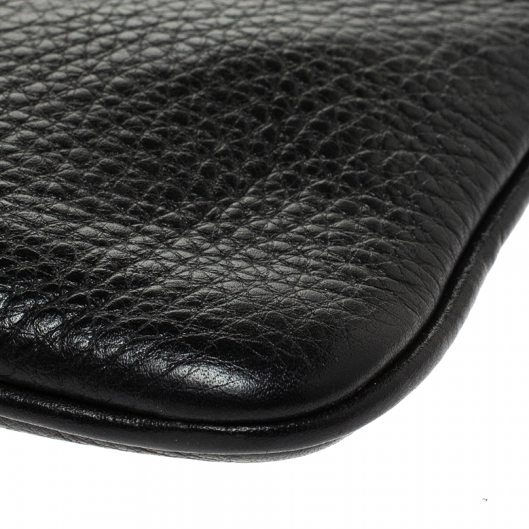 Pre Owned Gucci Black Leather Soho Wristlet Clutch