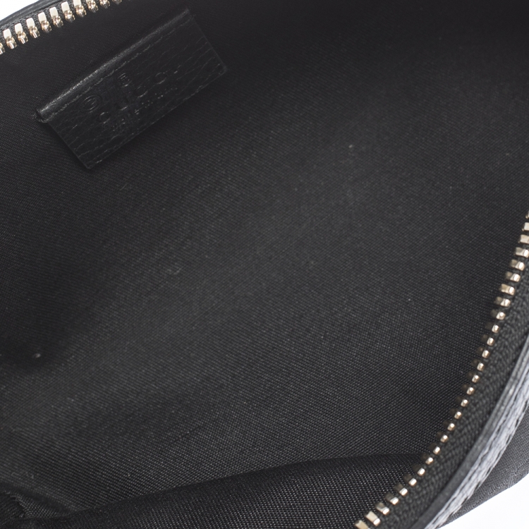Pre Owned Gucci Black GG Canvas and Leather Cosmetic Pouch