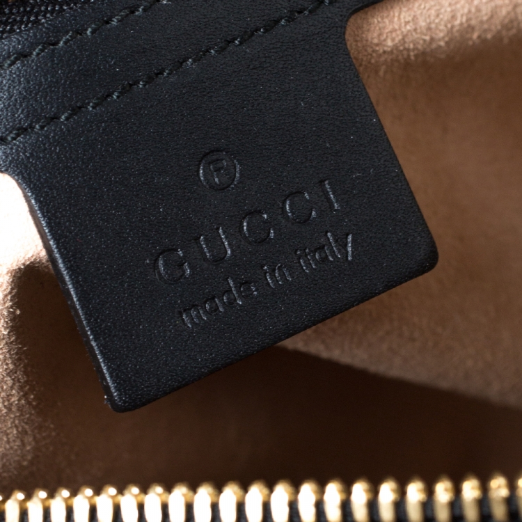 Pre Owned Gucci Black Suede and Patent Leather Ophidia Shoulder Bag