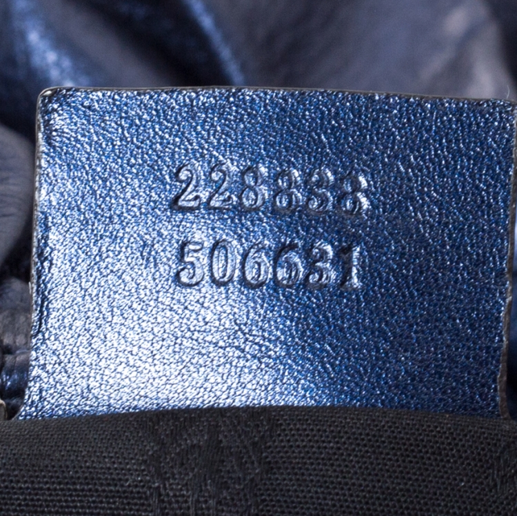 Pre Owned Gucci Metallic Midnight Blue Soft Leather Galaxy Satchel