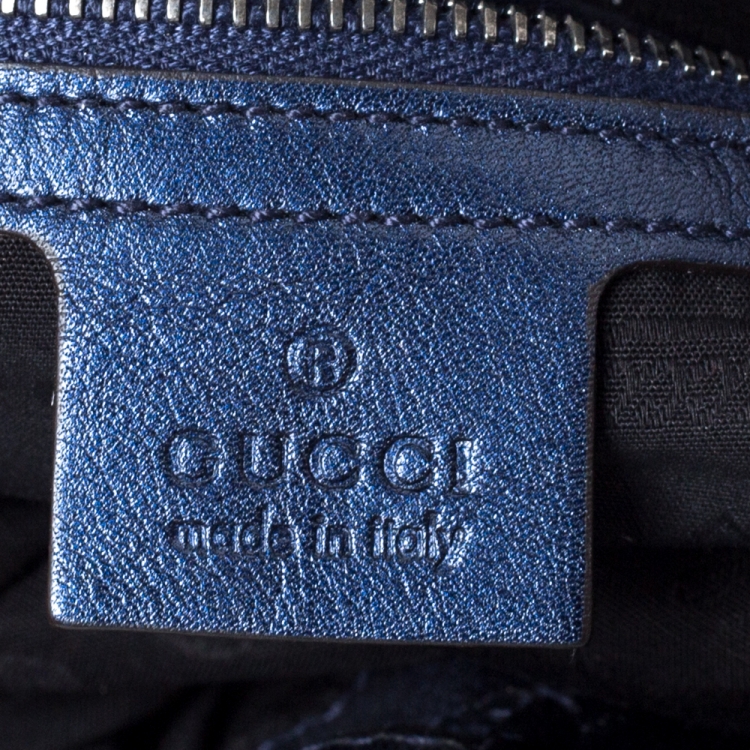 Pre Owned Gucci Metallic Midnight Blue Soft Leather Galaxy Satchel