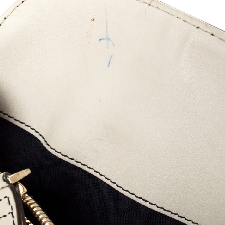 Pre Owned Gucci Beige/Blue GG Canvas and Leather Web Satchel