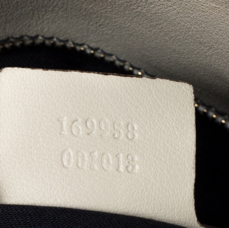 Pre Owned Gucci Beige/Blue GG Canvas and Leather Web Satchel