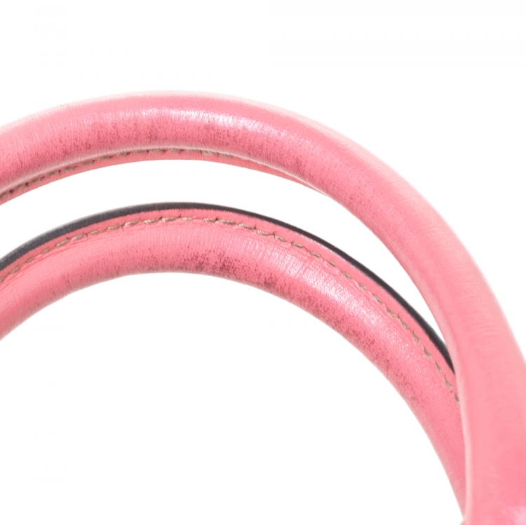 Pre Owned Gucci Pink/Beige GG Supreme Canvas and Leather Medium Joy Boston Bag