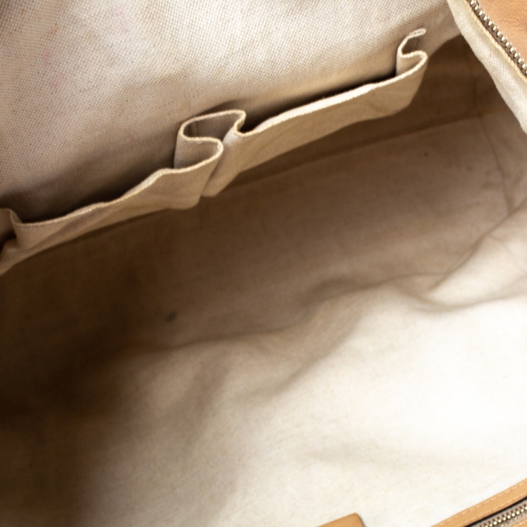 Pre Owned Gucci Light Brown Leather Bamboo Handle Shopper Tote