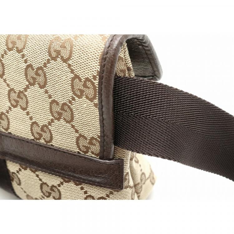 Pre Owned Gucci Beige/Brown GG Canvas Leather Belt Bag