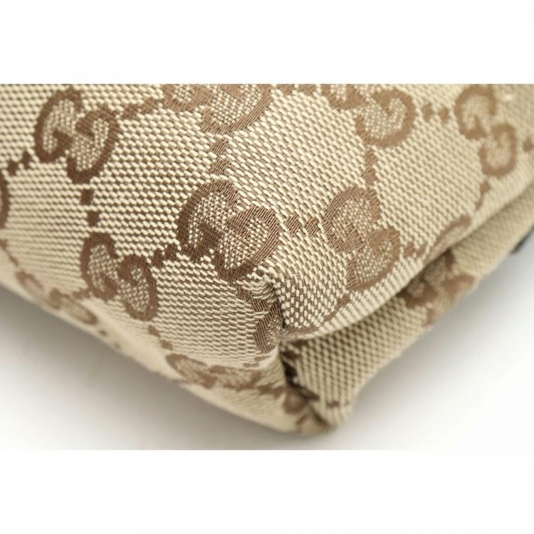 Pre Owned Gucci Beige/Brown GG Canvas Leather Belt Bag