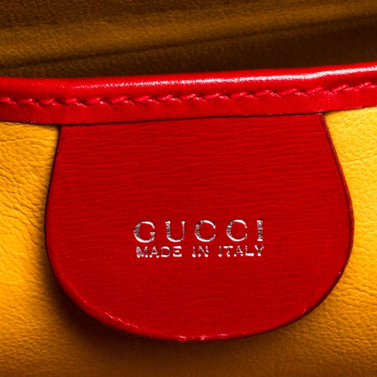 Pre Owned Gucci Red Patent Leather Frame Top Handle Bag