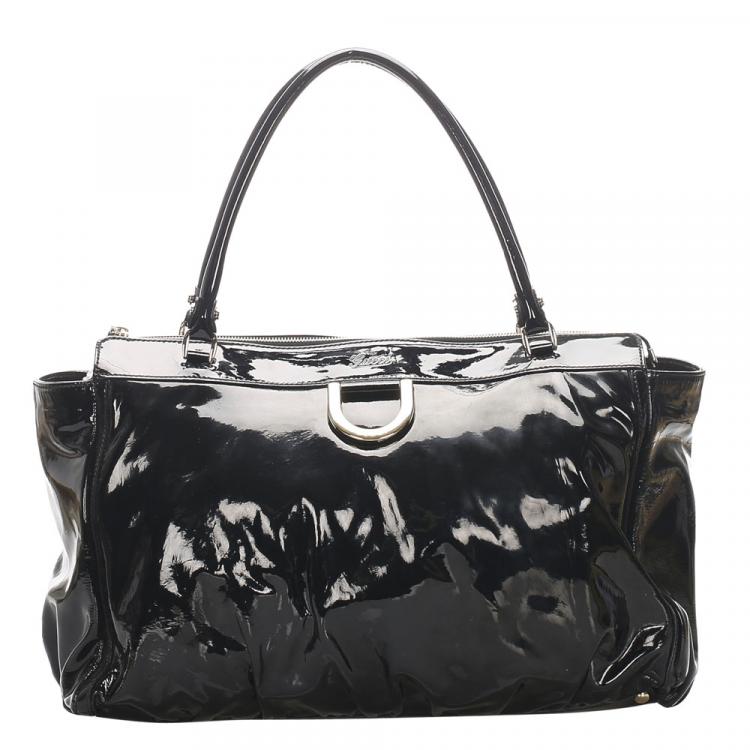 gucci black patent leather handbag