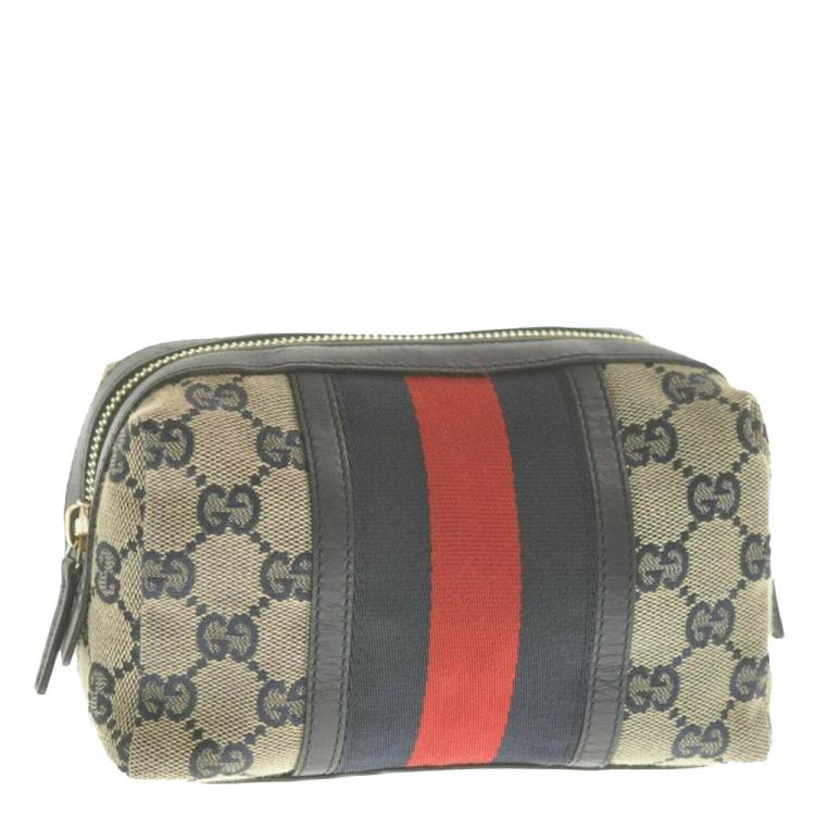Pre Owned Gucci Beige/Brown GG Canvas Vintage Pouch